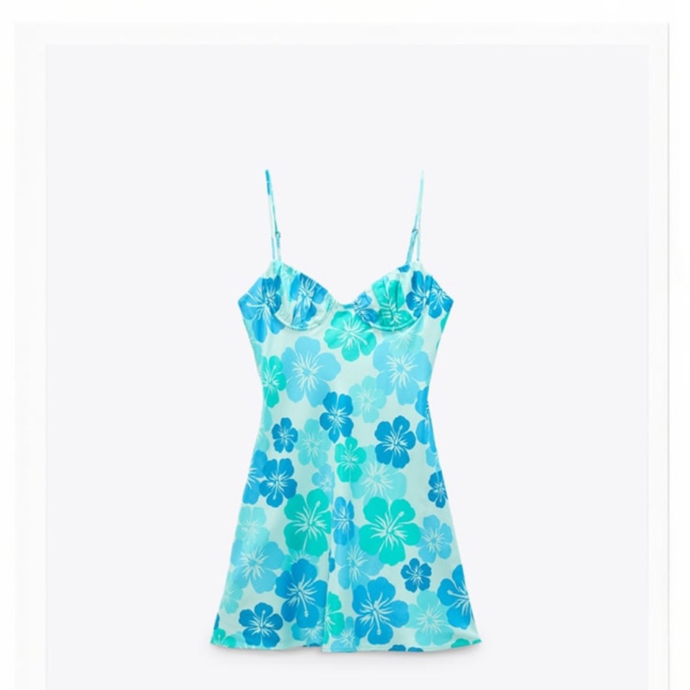ZARA Satin Effect Print Dress NWT